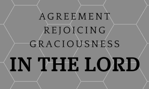 Agreement, Rejoicing, Graciousness in the Lord
